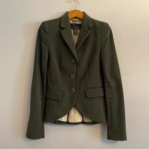 MNG Suit Olive Green Cropped Cutaway Jacket